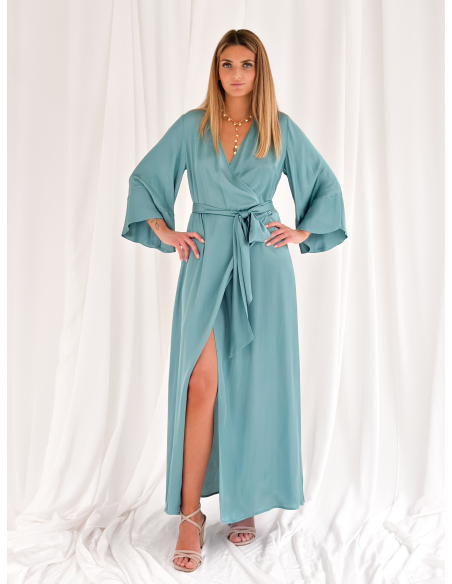 Long viscose wrap dress