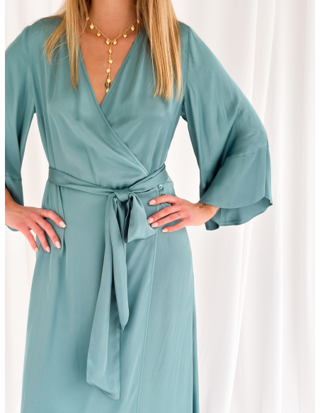 Long viscose wrap dress