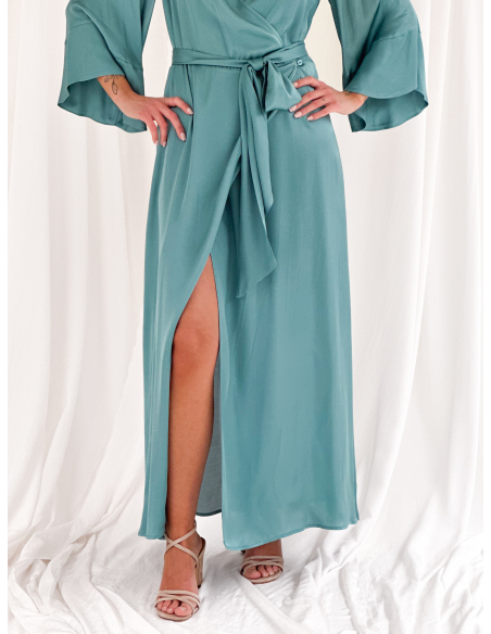Long viscose wrap dress