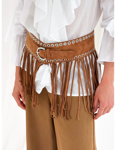 Cintura con frange in suede