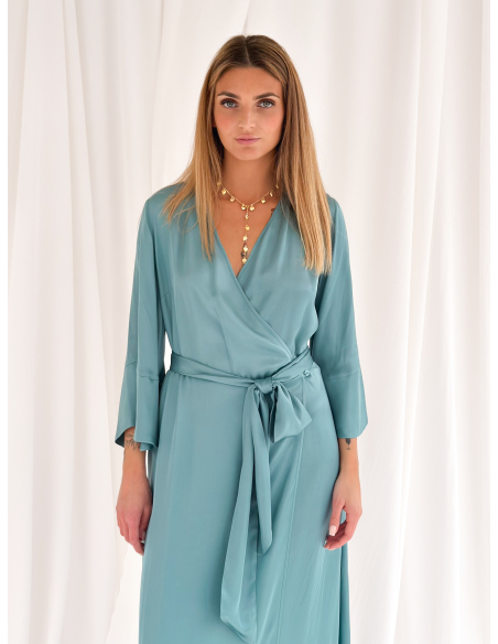 Long viscose wrap dress