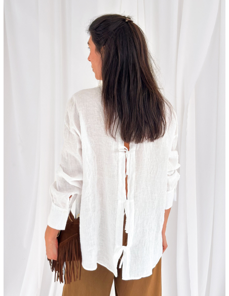 Pure linen openback shirt