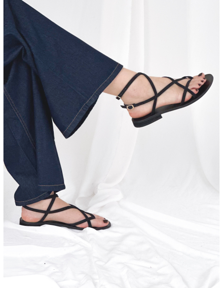 Woven suede sandal