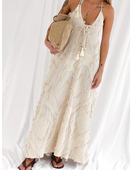 Maxi dress in cotone jacquard