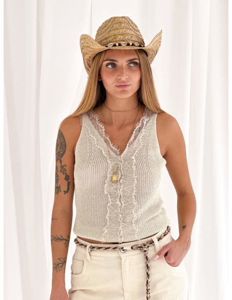 Top lurex e pizzo