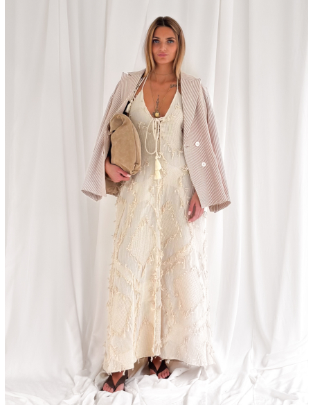 Maxi dress in cotone jacquard