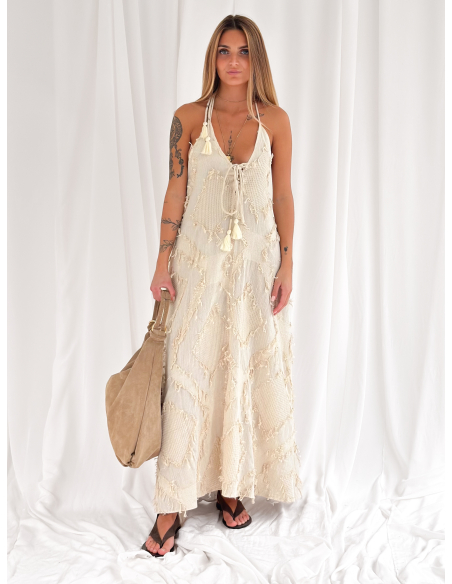 Maxi dress in cotone jacquard