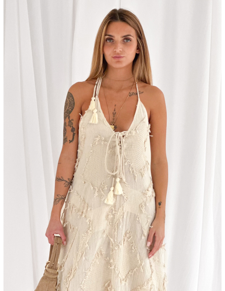 Maxi dress in cotone jacquard