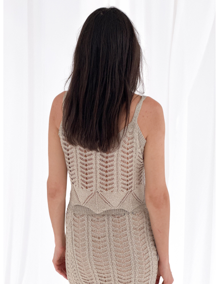 Perforated lurex crop top