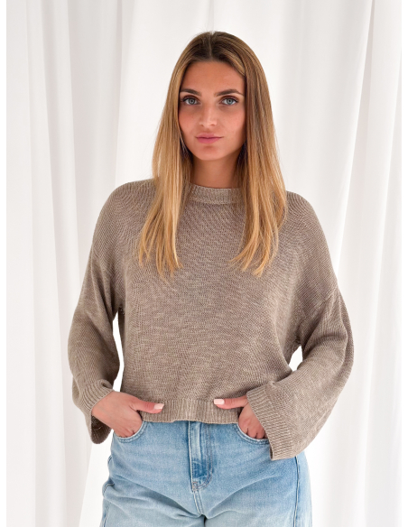 Crew neck sweater in viscose blend