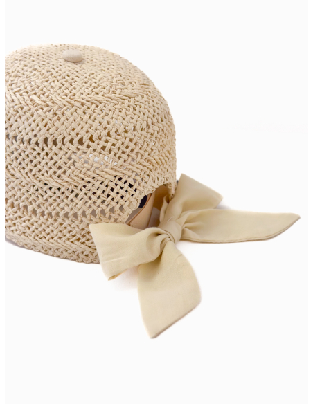 Cappello baseball in paglia con fiocco