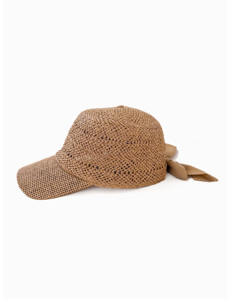 Cappello baseball in paglia con fiocco
