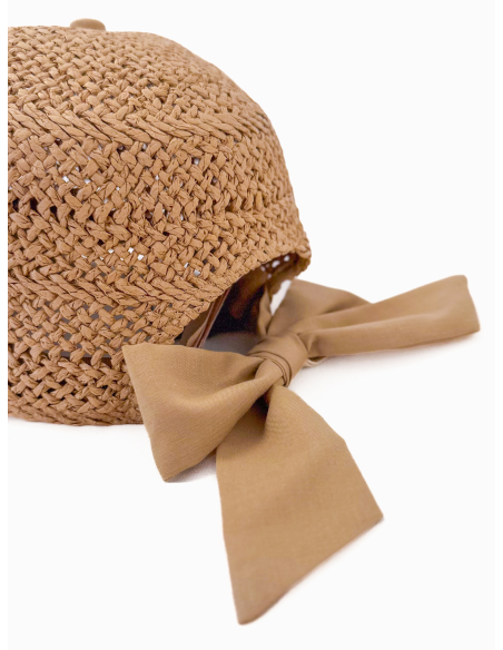 Cappello baseball in paglia con fiocco