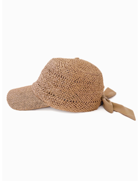Cappello baseball in paglia con fiocco