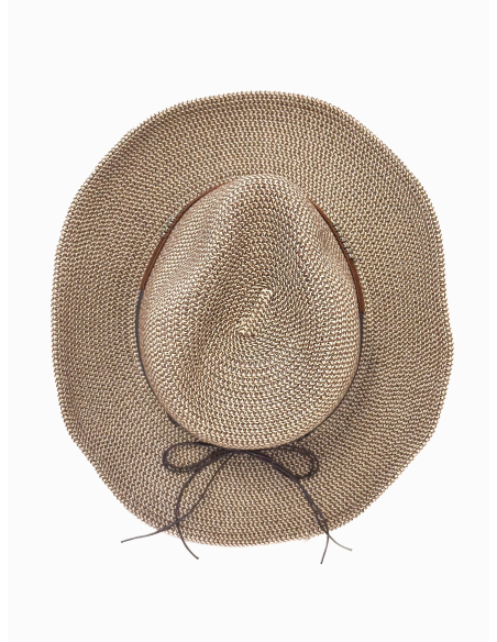 Natural straw hat with woven band