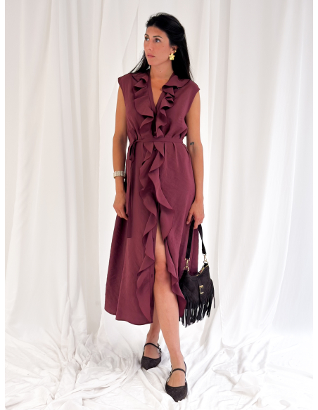 Maxi dress con roujes senza maniche