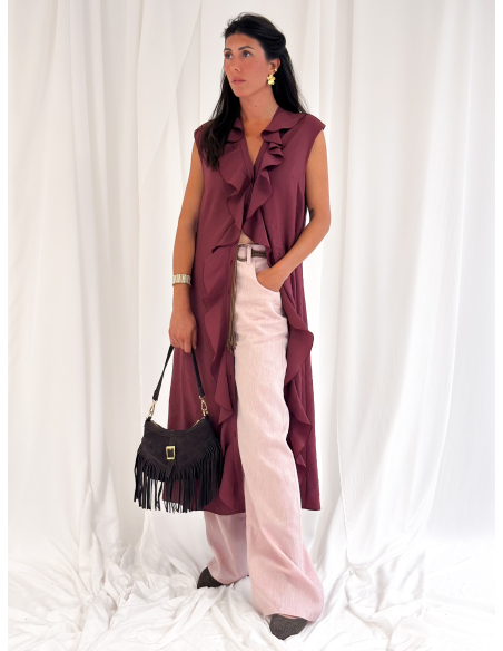 Maxi dress con roujes senza maniche