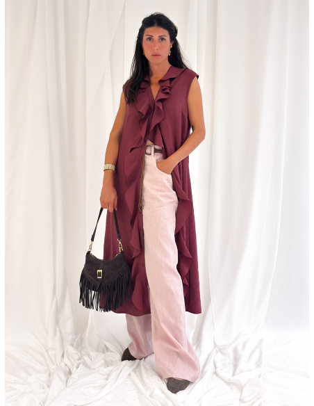 Maxi dress con roujes senza maniche