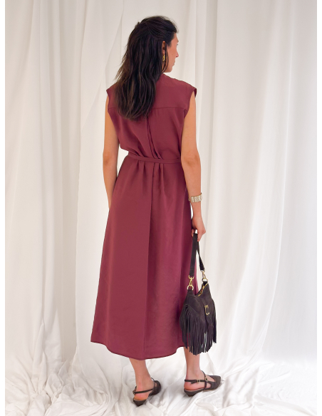 Maxi dress con roujes senza maniche