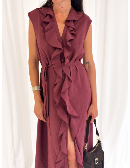 Maxi dress con roujes senza maniche