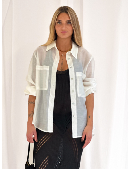 Camicia in viscosa di eucalipto con tasche