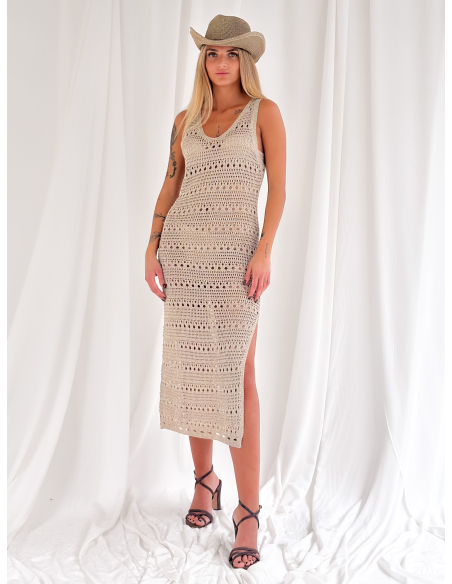 Perforated lurex maxi dress