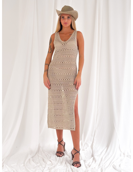 Perforated lurex maxi dress