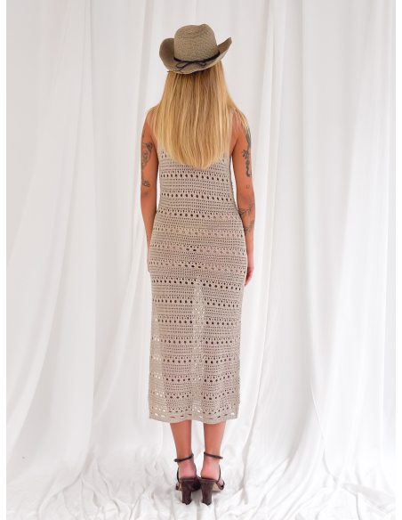 Perforated lurex maxi dress