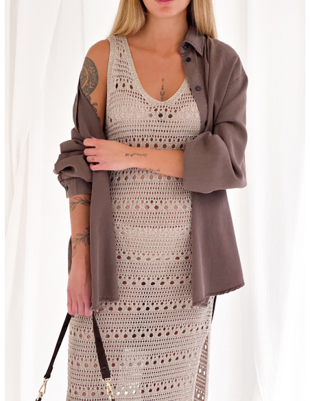 Maxi dress traforato in lurex