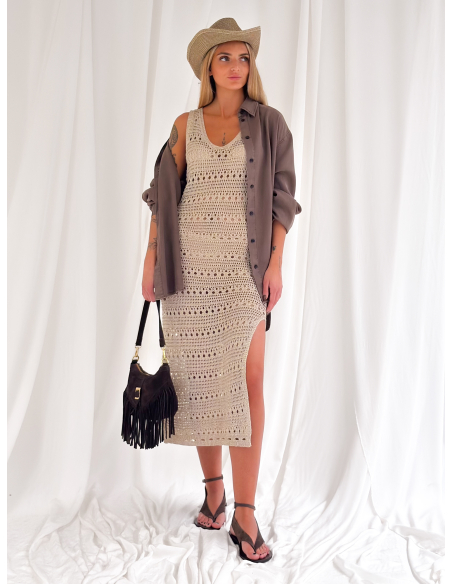 Maxi dress traforato in lurex