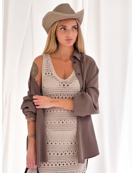 Perforated lurex maxi dress