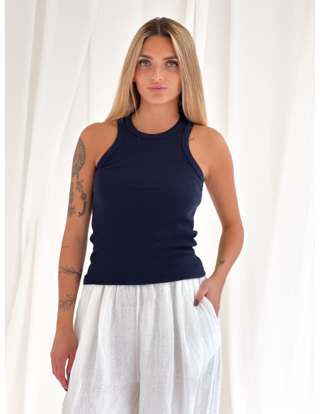 Stretch cottone Ribbed tank top