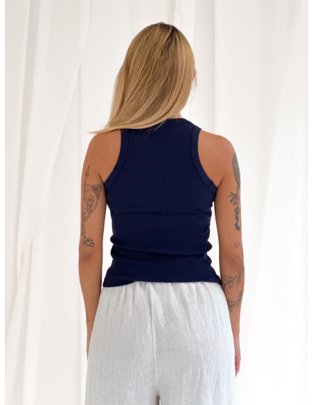 Stretch cottone Ribbed tank top