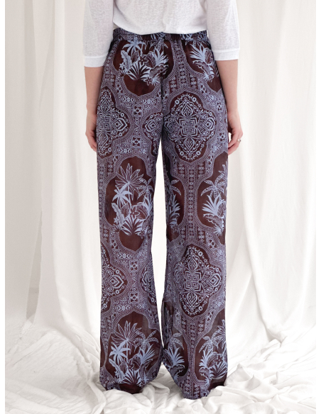 Ethnic print trousers in cotton muslin