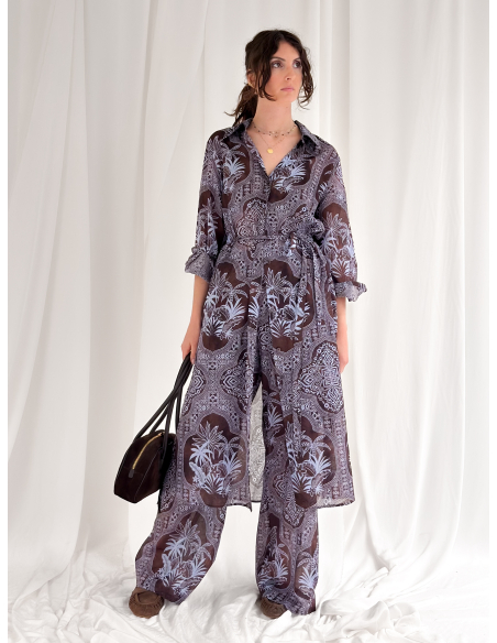 Ethnic print trousers in cotton muslin