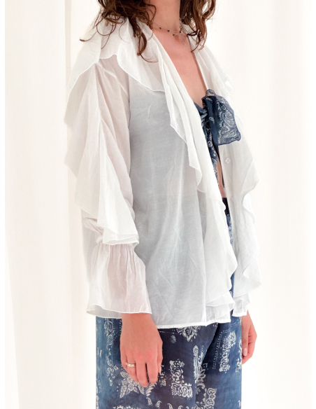 Blusa con rouges in misto cotone e viscosa di eucalipto