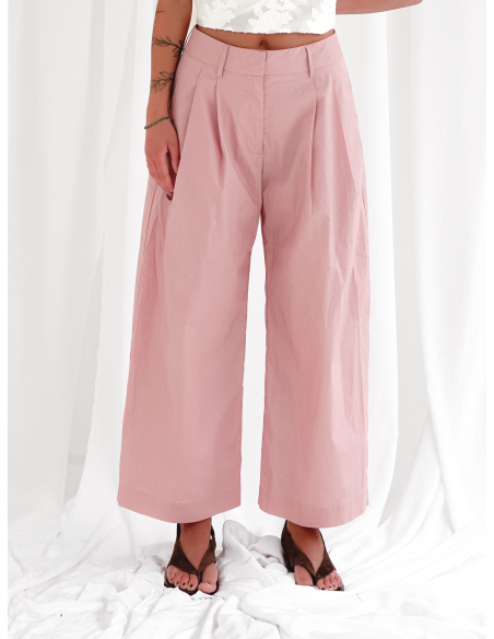 Pantalone in cotone leggero con pinces