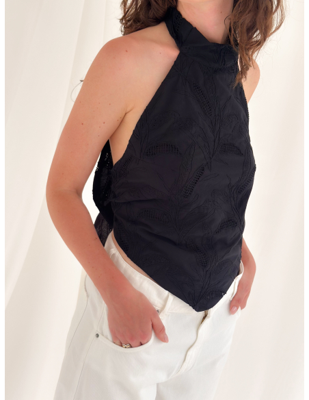 Tank top halter neck in jacquard
