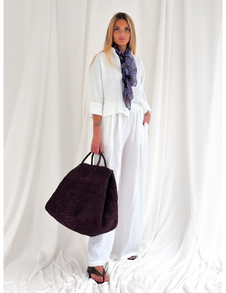 Fluid trousers in pure linen with pleats