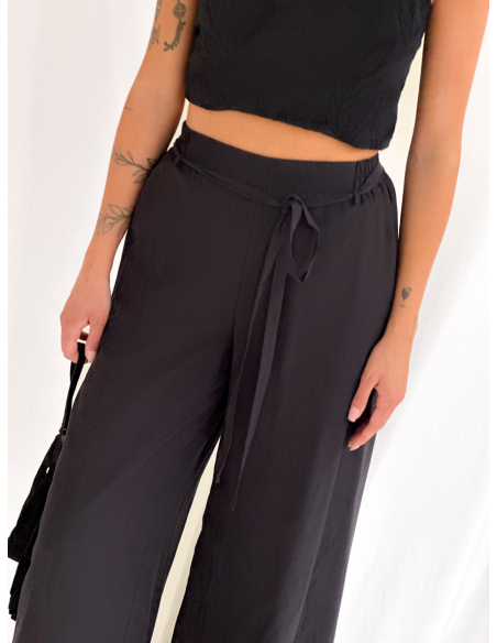 Pantalone fluido in mussola di cotone