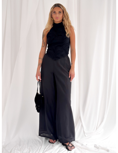 Pantalone fluido in mussola di cotone