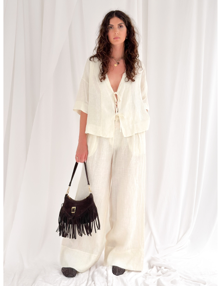 Linen trousers with pleats