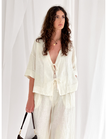 Camicia kimono in lino