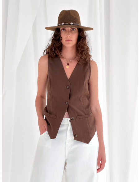 Linen blend vest