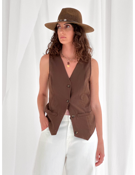 Gilet in lino blend