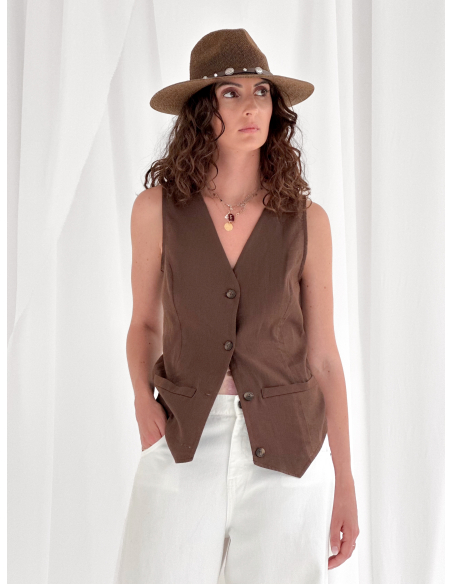 Gilet in lino blend