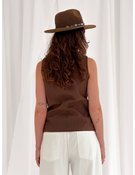Gilet in lino blend