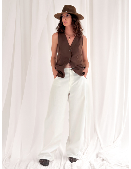 Gilet in lino blend