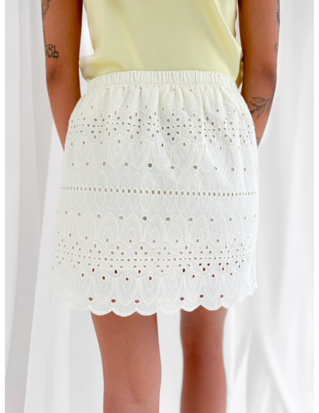 broderie anglaise mini skirt