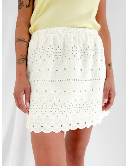 broderie anglaise mini skirt